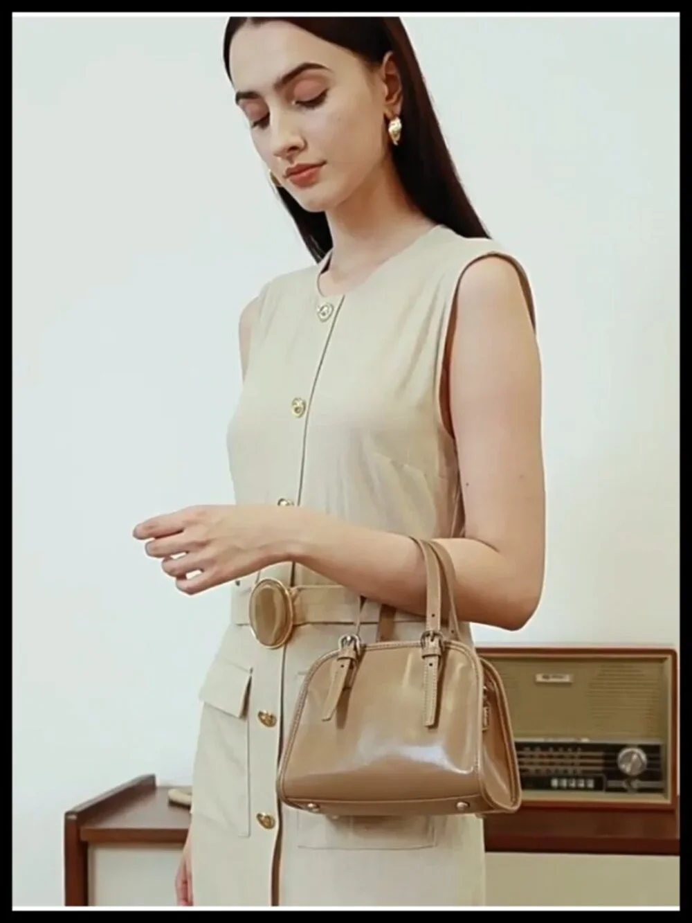 Genuine Leather Satchel Bag Women Small Crossbody Handbag Zip Top Handle Purse